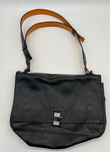 Proenza Schouler Leather Courier Shoulder Bag with Orange Lining (Broken clasp) - Picture 1 of 4