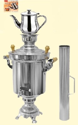 Holzkohle Russischer Samovar Samowar aus Edelstahl 5 Liter Russische +Kanne 0,9L