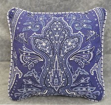 NEW Corded Pillow made w Ralph Lauren Putney Blue Paisley  Stripe Fabric 12"