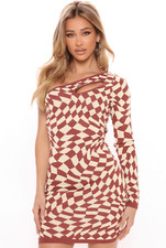 Checkered sweater mini dress - medium