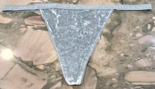 NEW Victoria Secret Velvet Logo Waist V-String Panty - Sage Dust Green - XL