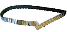 Vintage BOHO 2 Tone Gold/Silver Tone Marshal Metal Scalloped Fish Scale Belt 45"