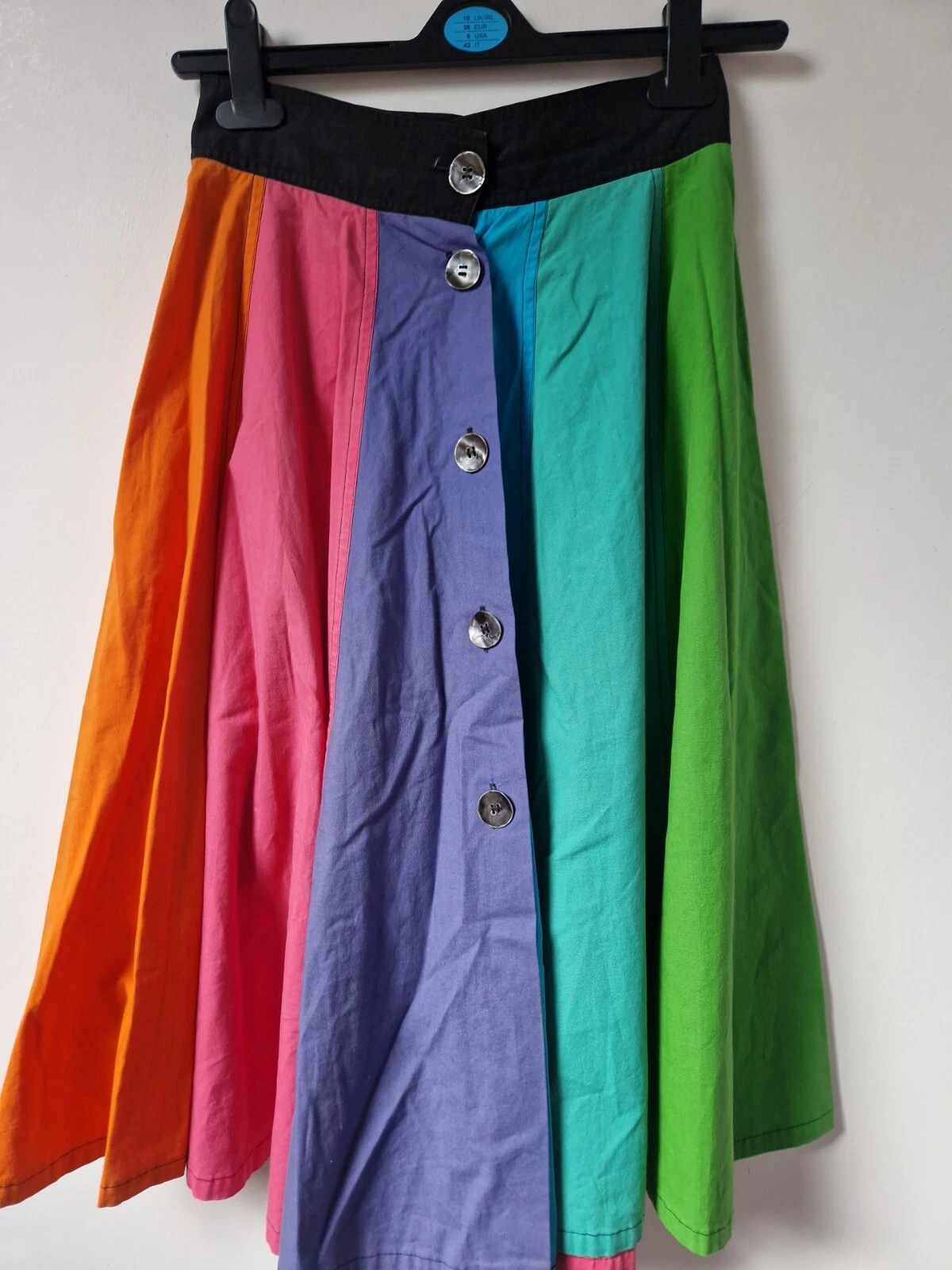 Vintage Kyo Paris Panel Flare Button Down Skirt Size 6