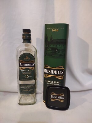 Bushmills Single Malt Aged 10 Years Empty Bottle With Box & Cover #1281
