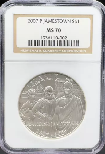 2007 P Jamestown 400th Anniversary Commemorative Silver Dollar NGC MS70