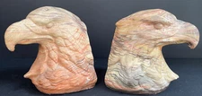 Vintage Native American Eagle Bookends Clay Resin Swirl Pattern