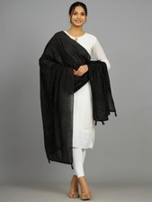 Women Designer Embroidered sequined Tassel border Wrap Scarf Dupatta Silk Stole