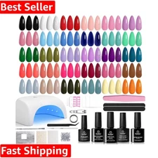 Beetles 54-Piece Gel Nail Polish Kit with UV Light - All-Season Color Set & P...