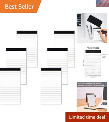 Durable Mini Note Pads - 6 Pack, College Ruled, Perfect for Meetings & Travel