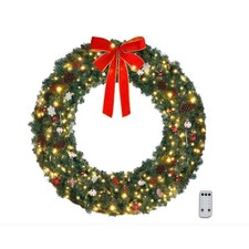 60 Outdoor Christmas Wreath PVC Bow Decoratio...