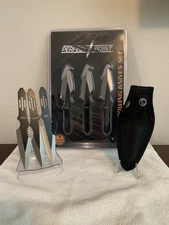 Perfect Point Two Sets Of 3 5.5” Throwing Knife Set With Sheaths (6 Knives)