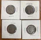 Lot of 4 Buffalo Nickels 5c Coins: 1936, 2x1937, 1 unknown