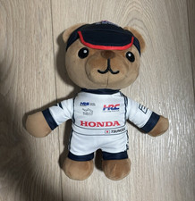 Honda Racing Tsunoda Stuffed Bear Plush Toy with Cap Brown White Navy Blue
