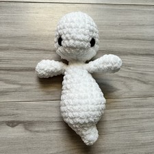 Crochet Ghost Plushie, 9 Inch, Handmade, Halloween, Stuffed Animal, Toy, Gift