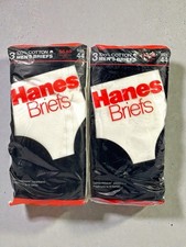 VTG 1987 Hanes White Briefs Underwear 100 Cotton 2-3 packs Sz 44 NEW 1 Opened