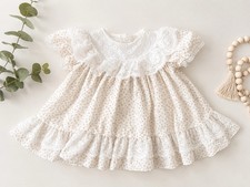 Nannekins by Nannette Baby Girl Dress 9 Months White Floral Lace Vintage Style