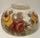 Vintage/Antique Hand Painted Rose Floral Milk Glass Dome Shade Lamp 13.5”