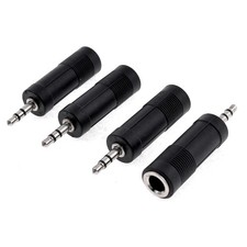 4 Pieces Black Audio Parts 3.5mm Male to 6.35mm Female Mono Jack Adapter