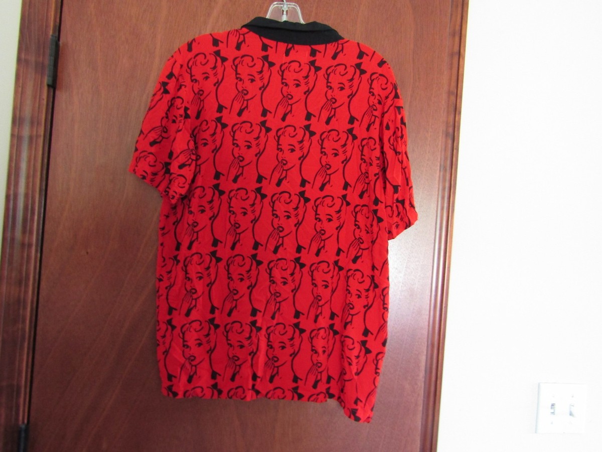 4 HUNNID MARILYN MONROE BLOWING KISS THEMED MEN'S BUTTON UP S/S SHIRT Sz MEDIUM  View 2