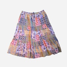 Vintage White Stag Fairy boho patchwork cotton peasant skirt. Small/medium.