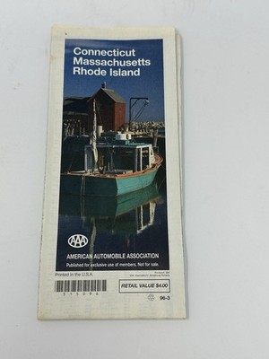 Vintage 1996 AAA Road Map Connecticut Massachusetts Rhode Island U8