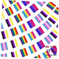 160 Pcs Pride Flags Banners 136 Feet Pride Decorations Rainbow Flag for Parade