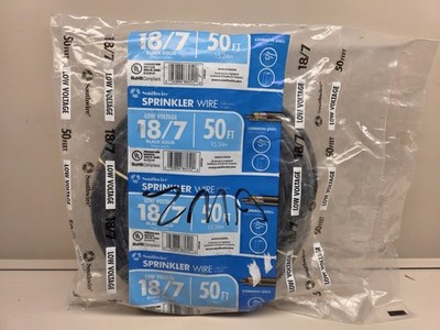 (1) New Southwire Sprinkler Wire, Low Volt 18/7 Black Solid, 50ft, Direct Burial