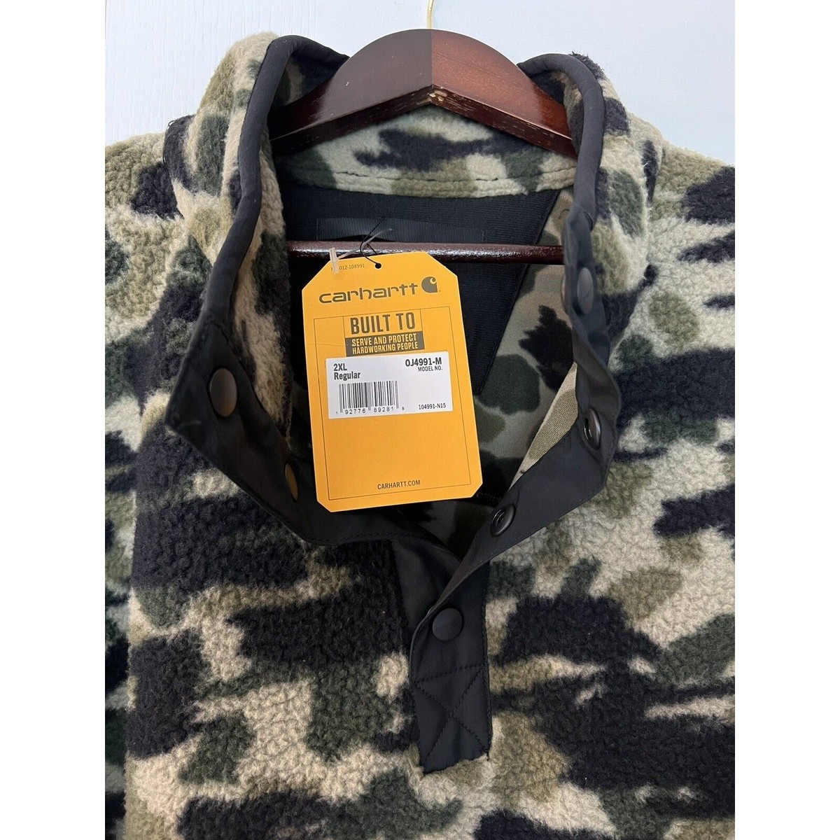k Carhartt Duck Camo Fleece Sherpa Jacket 104991 Size 2XL XXL Snap