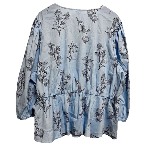 CATO blusa donna blu chiaro floreale avvolgente taglia 26/28 4X - Foto 8 di 9