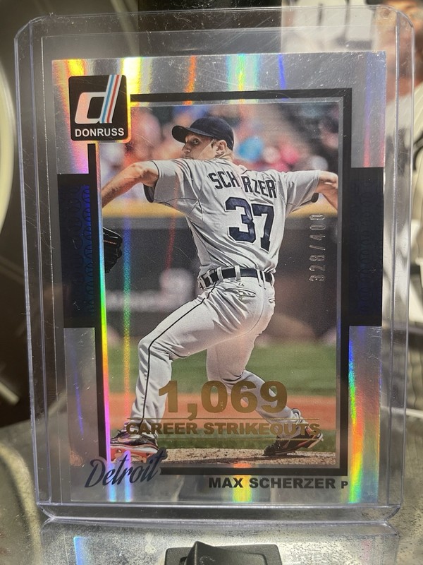 2014 Panini Donruss Max Scherzer #78 Gold Career Stat Line Detroit Tigers /400