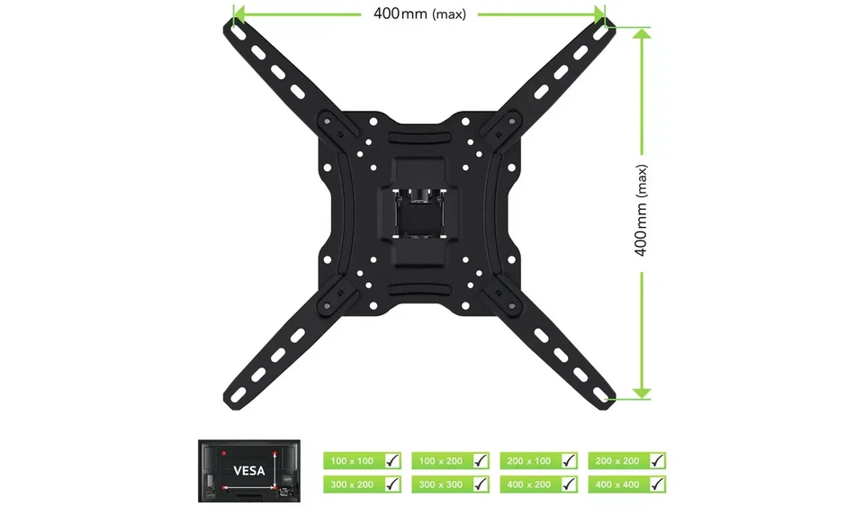 AVF TV Wall Bracket 32 55 Inch Multi Position Tilt Swivel 25kg AAL444 No Screws - Image 3 of 4