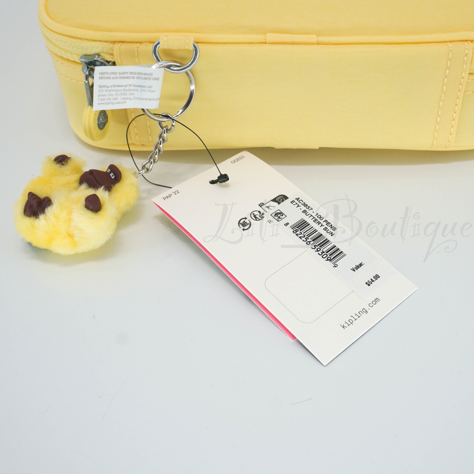 Kipling 100 Pens Case Pencil Accessory Box Polyamide AC3657 Buttery Sun NWT $54