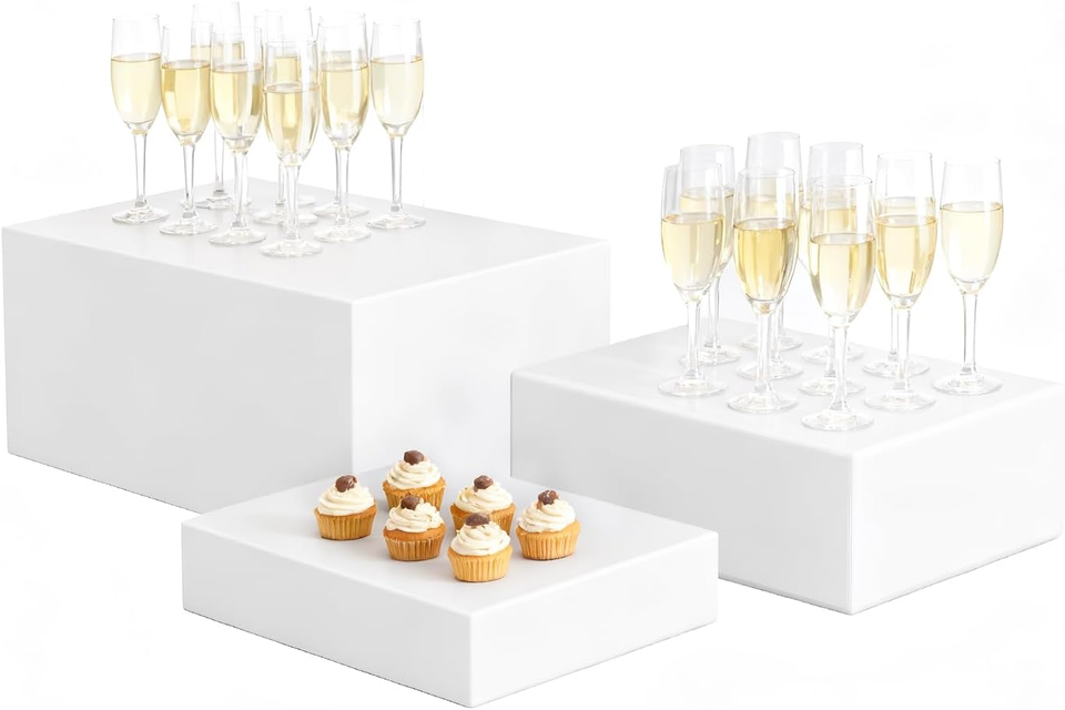 White Acrylic Buffet Risers Set of 3 - 10
