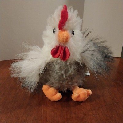 Way To Celebrate Shaggy Rooster Chicken Gray Stuffed Plush 7 In. Easter Farm