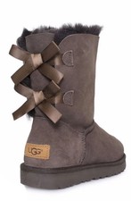 Image of UGG BAILEY BOW II CHOCOLATE SUEDE SHEEPSKIN CLASSIC BOOTS SIZE US 10/UK 8