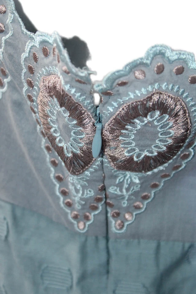 Vestido recto BCBG Max Azria Runway para mujer algodón bordado azul talla M Foto 4 de 4