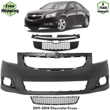 Front Bumper Cover Fascia & Grille Assembly Kit For 2011-2014 Chevrolet Cruze