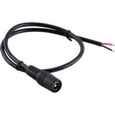 2 PCS DC Power Jack Adapter Plug Female Pigtails 5.5mm x 2.1mm 30cm 12 Inch