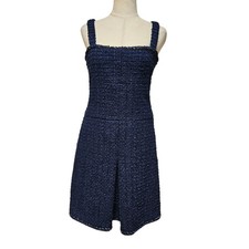 Chanel Navy Tweed Strappy Mini Dress FR36 2013 Collection Preloved Authentic