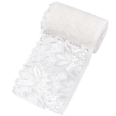10 Yards 4Inch White Stretchy Lace Ribbon Polyester Sewing Lace Trim Fabric E...