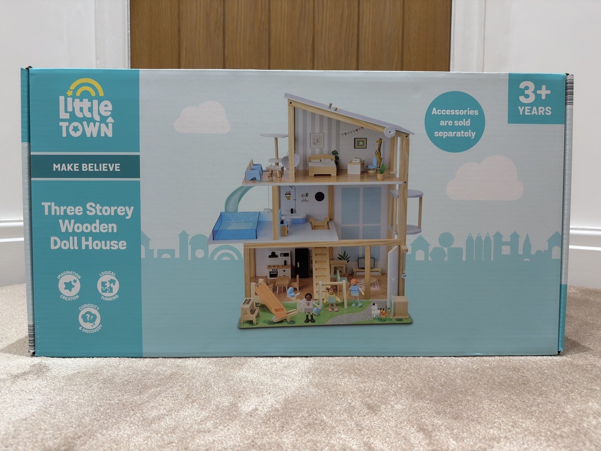 Aldi Wooden Toy Event Little Town Three Storey Wooden Doll House
