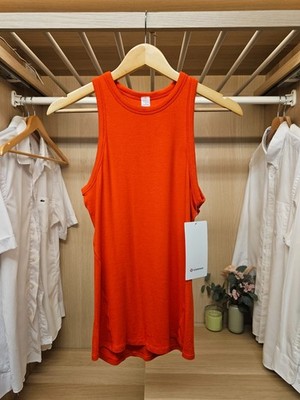 Brandneu mit Etikett lululemon Damen Hold Tight Tanktop orange gerippt Modal UK 12 US 8 Trägershirt