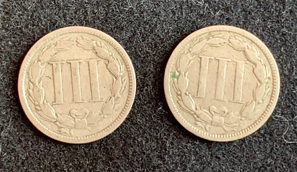 TWO Different 3-Cent Nickels - 1865 & 1870 - REASONABLE - Image 2 of 2