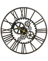 Runde Wanduhr ø 60 Cm Aus Kunststoff Metall RöMische Ziffern Schwarz Petrer