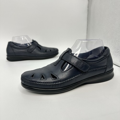 SAS Roamer Size 8.5 Narrow Navy Leather Comfort Slip On Walking Shoes - Picture 2 of 13