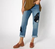 LOGO by Lori Goldstein Women's Petite Pants 12P Pet. Boyfriend Blue A632696