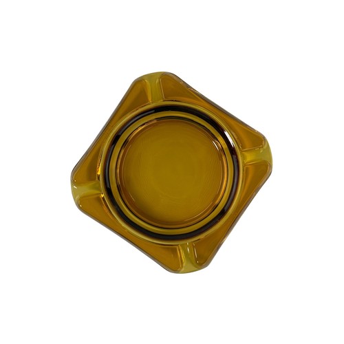 Vintage Amber Glass Ashtray, Square Geometric Mid Century Modern Style 1970s MCM - Picture 7 of 10