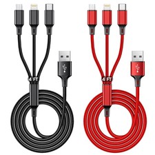 Multi Charging Cable, 4ft 2Pack Multi Phone Charger Cable Braided Universal 3...