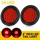 2X 4"inch Round Red 24-LED Truck Trailer Stop Turn Tail Brake Lights Waterproof