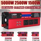 Car Power Inverter 5000W DC 12V To AC 110V Pure Sine Wave Solar Converter 4 USB